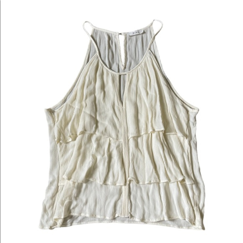 BCNU Cream Ruffle Summer Tank Top